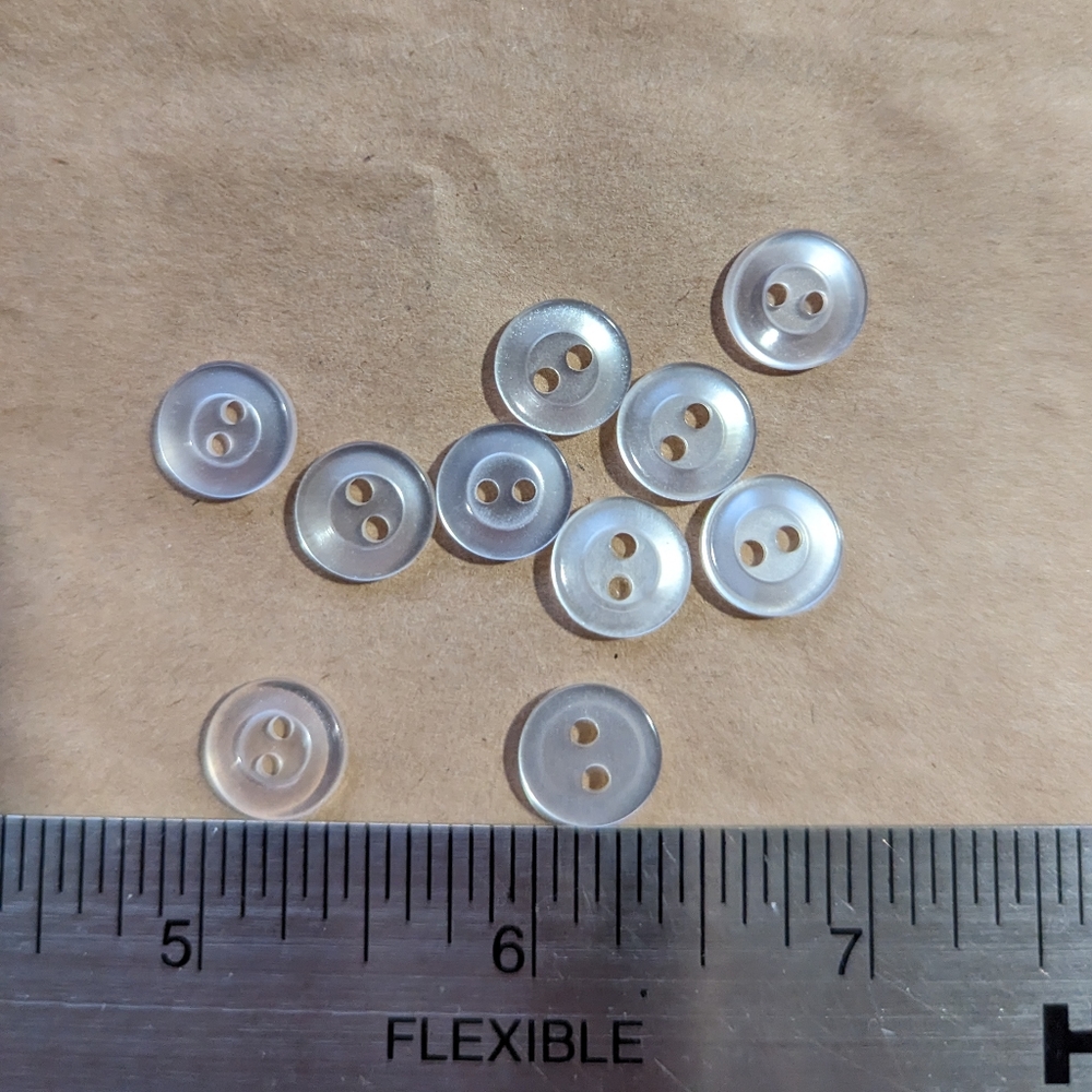 BUTTONS Round Iridescent Pearlized 2-holed 1/2" (10)
